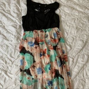 Black and Floral Maxi Dress
